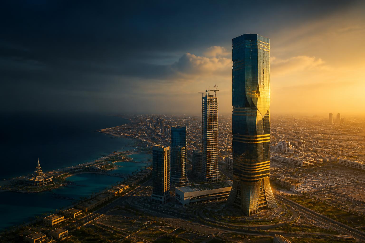 Jeddah skyline at golden hour